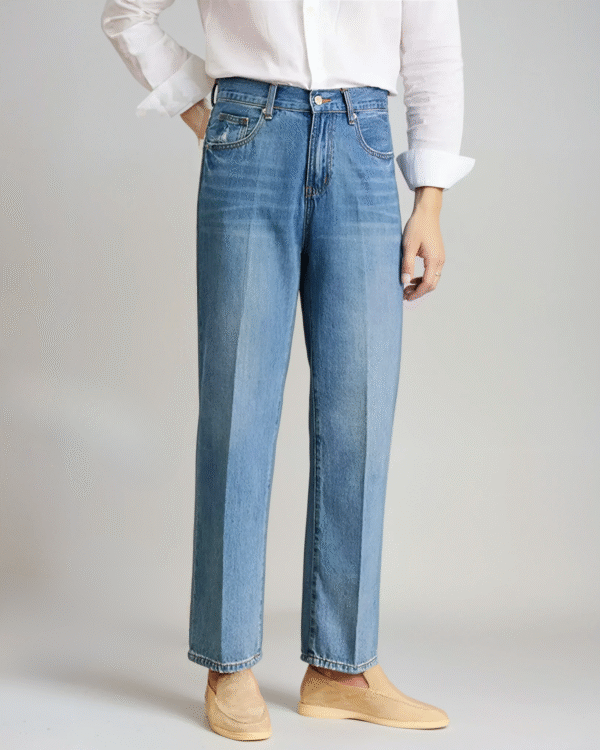 Jeans de corte recto con diseño de lavado diferencial - Image 2