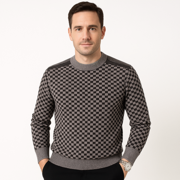 Suéter a cuadros gris y negro - Image 2